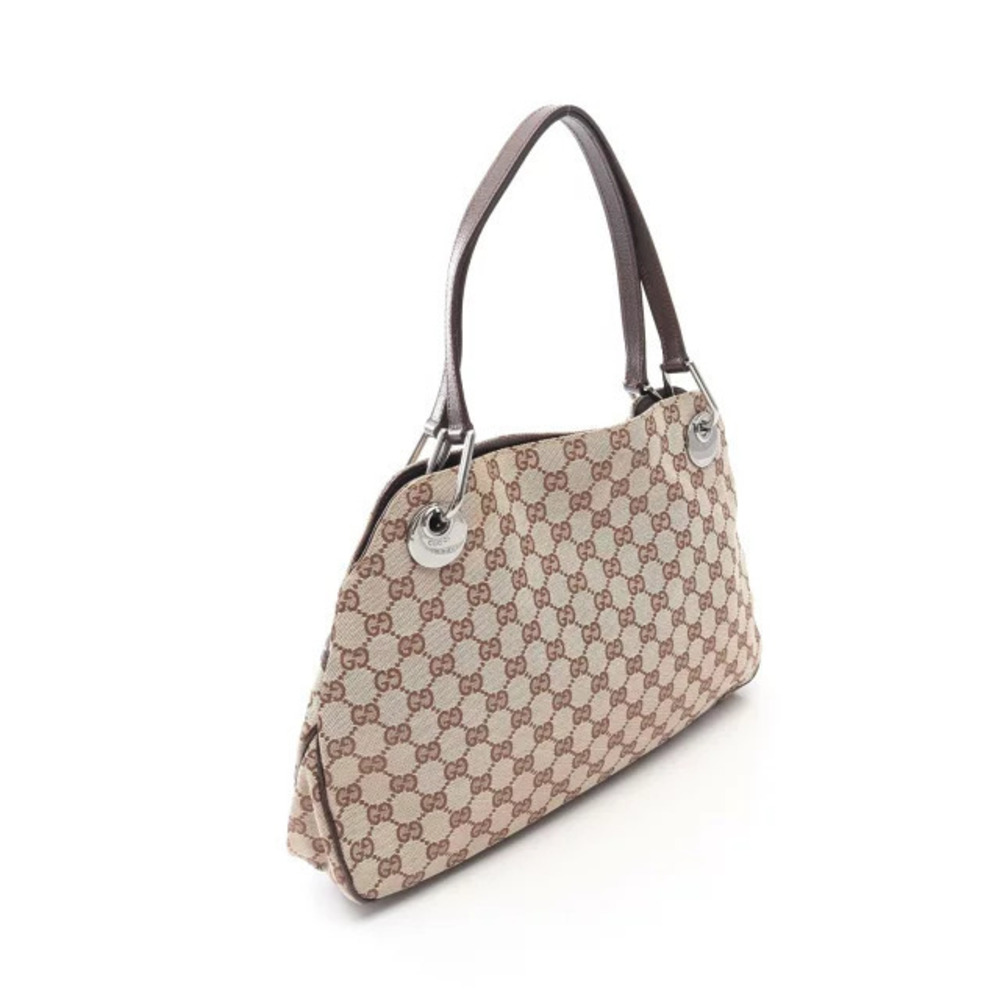 Gucci Cream Leather Canvas Bag Beige GG Brown Shoulder Tan Brown